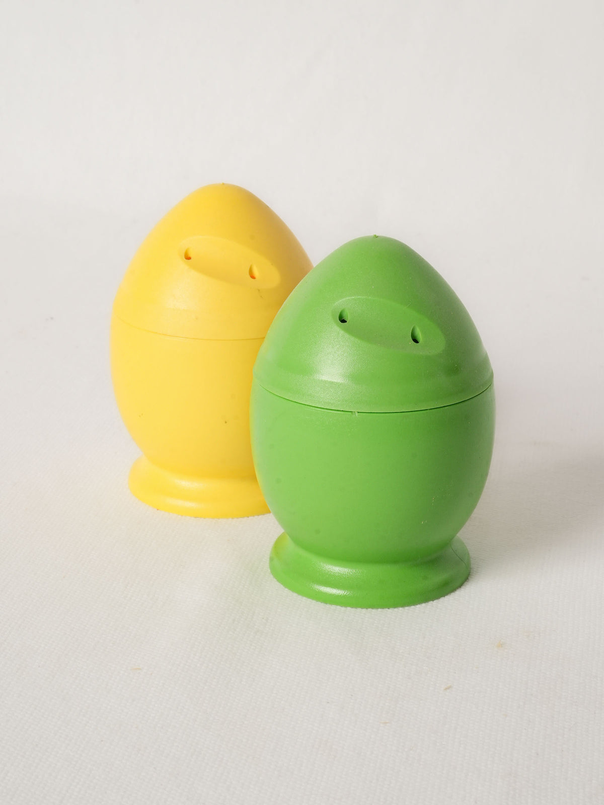 Pair of Vintage Plastic Egg-Shaped Microwave Egg Cookers