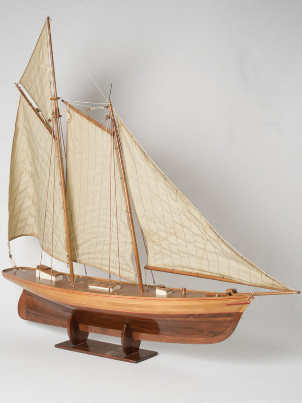 Vintage French large wooden model yacht
