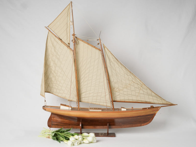Aged, historic wooden yacht replica