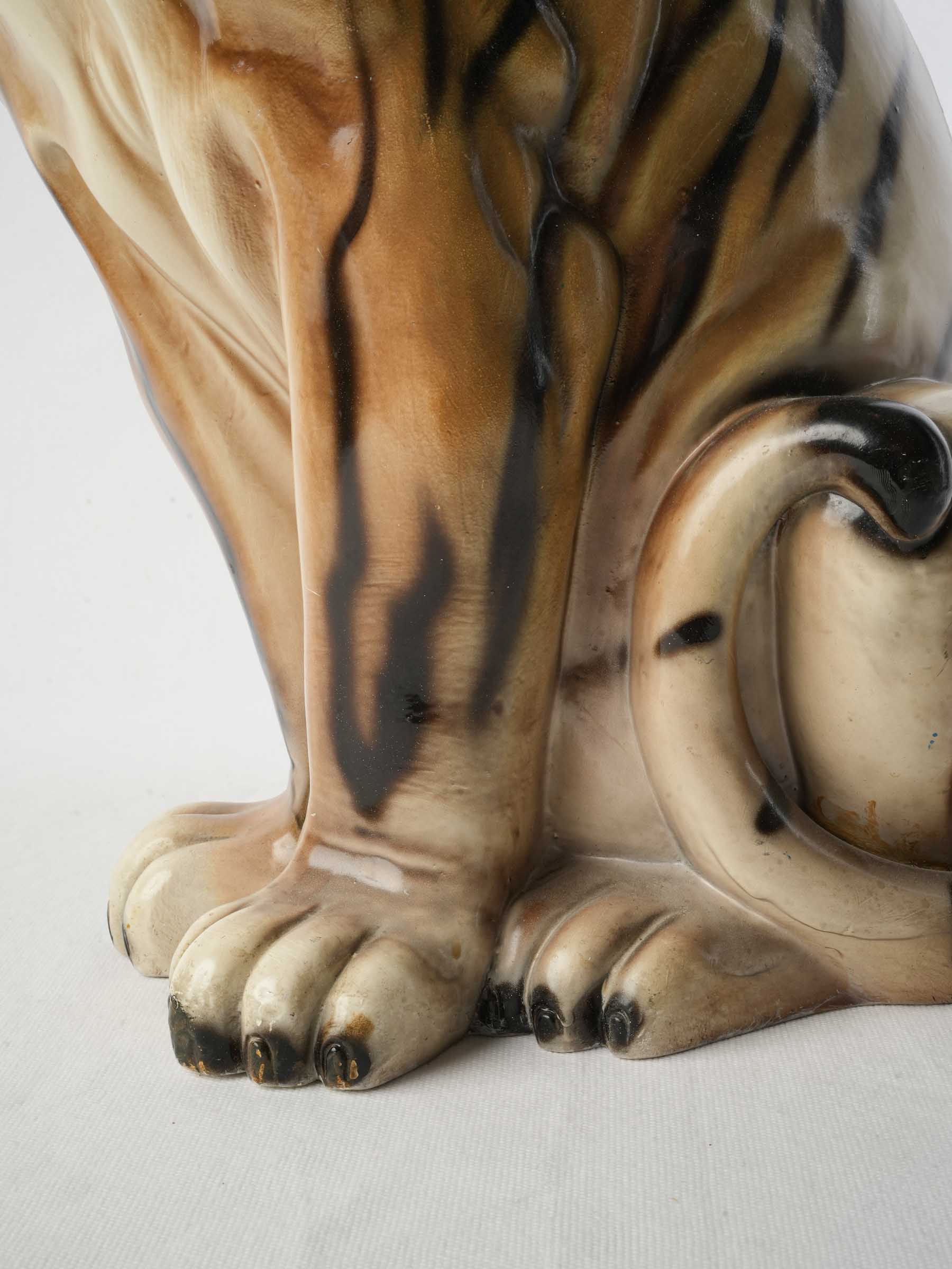 Finely rendered stripes ceramic tiger