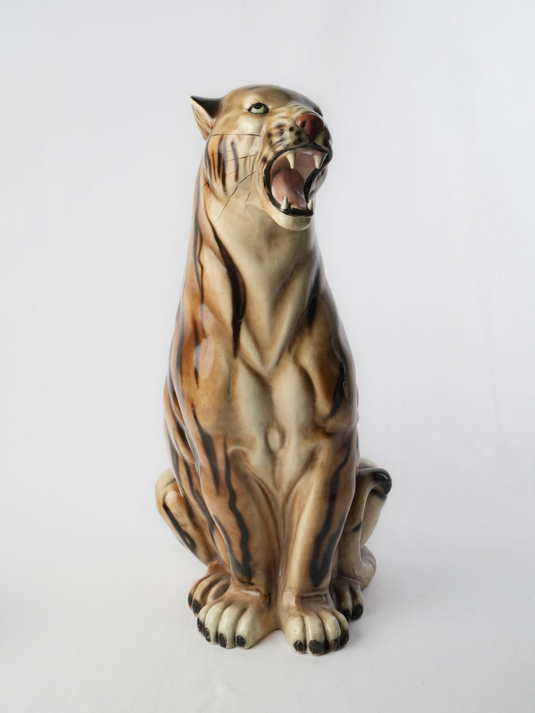 Glossy finish roaring tiger ornament