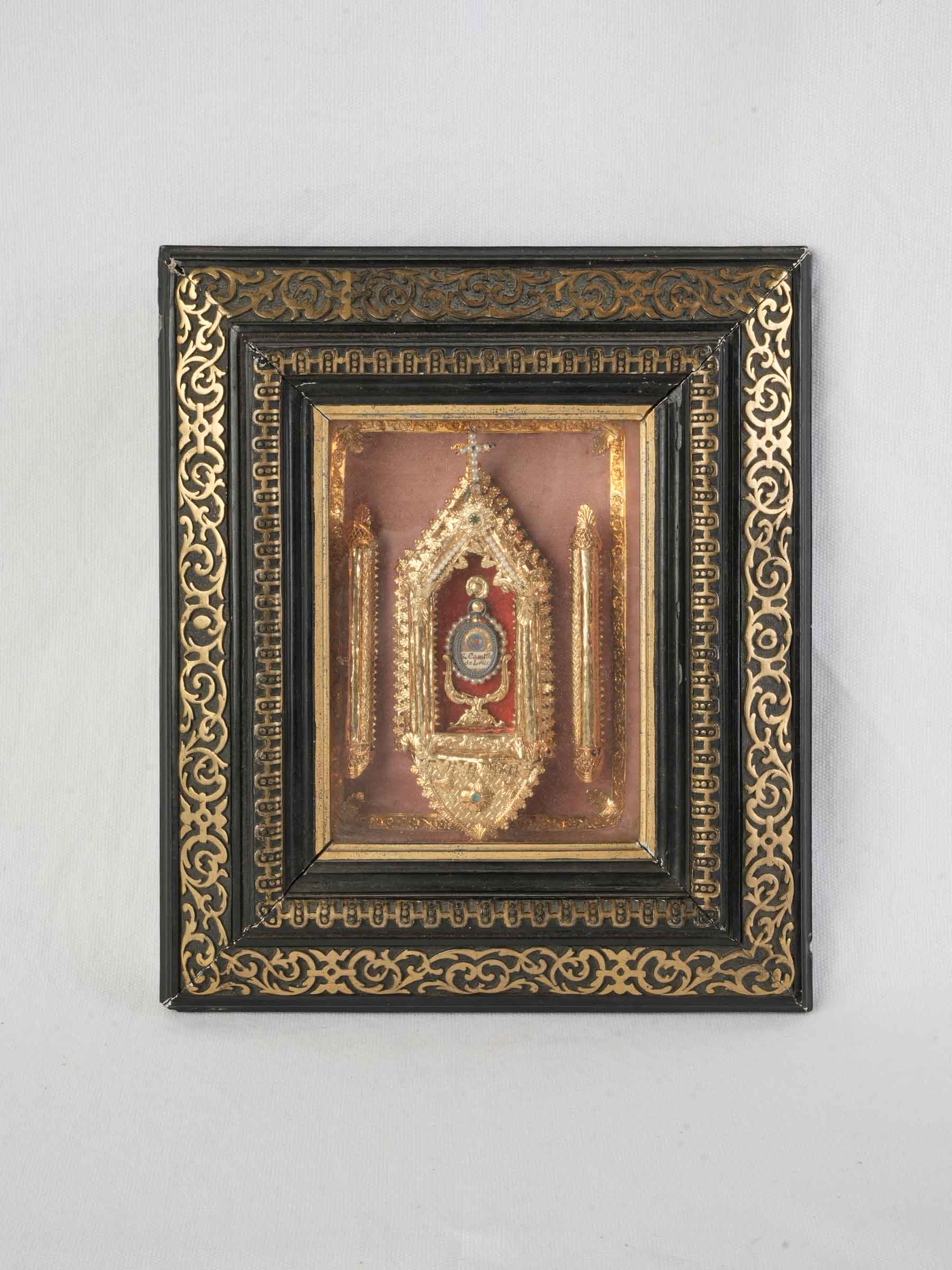 Antique gilt paper relic reliquary  