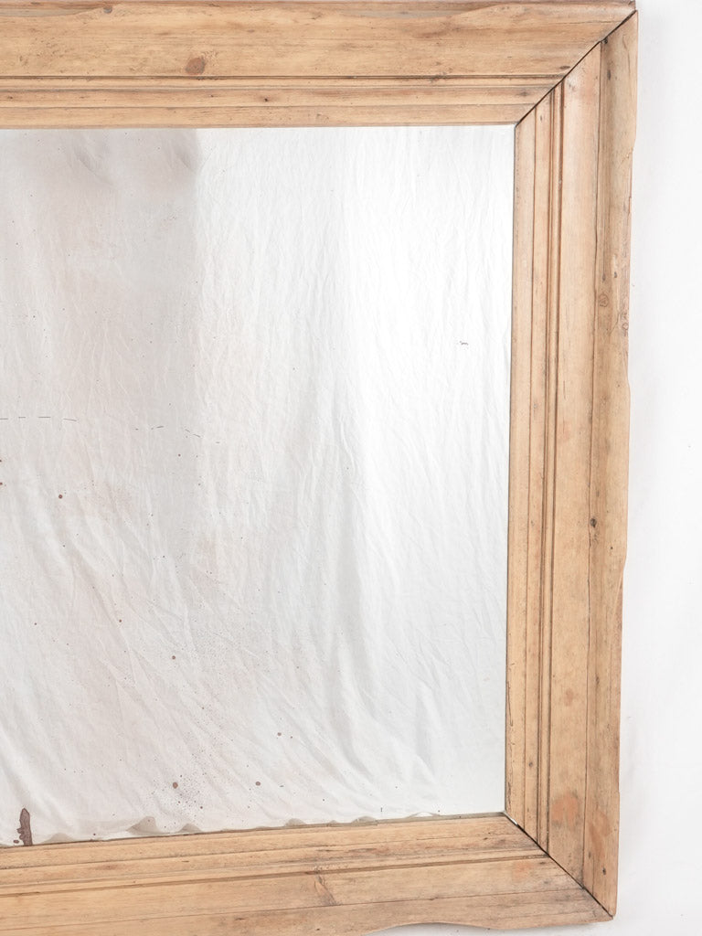 1940s rectangular French mirror w/ oak frame 45" x 39"