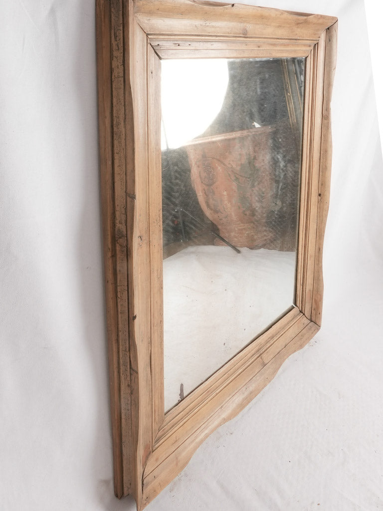 1940s rectangular French mirror w/ oak frame 45" x 39"
