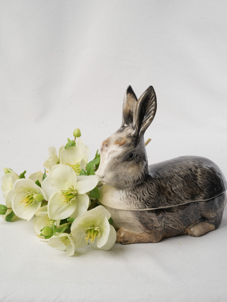 Petite hand-painted rabbit centerpiece