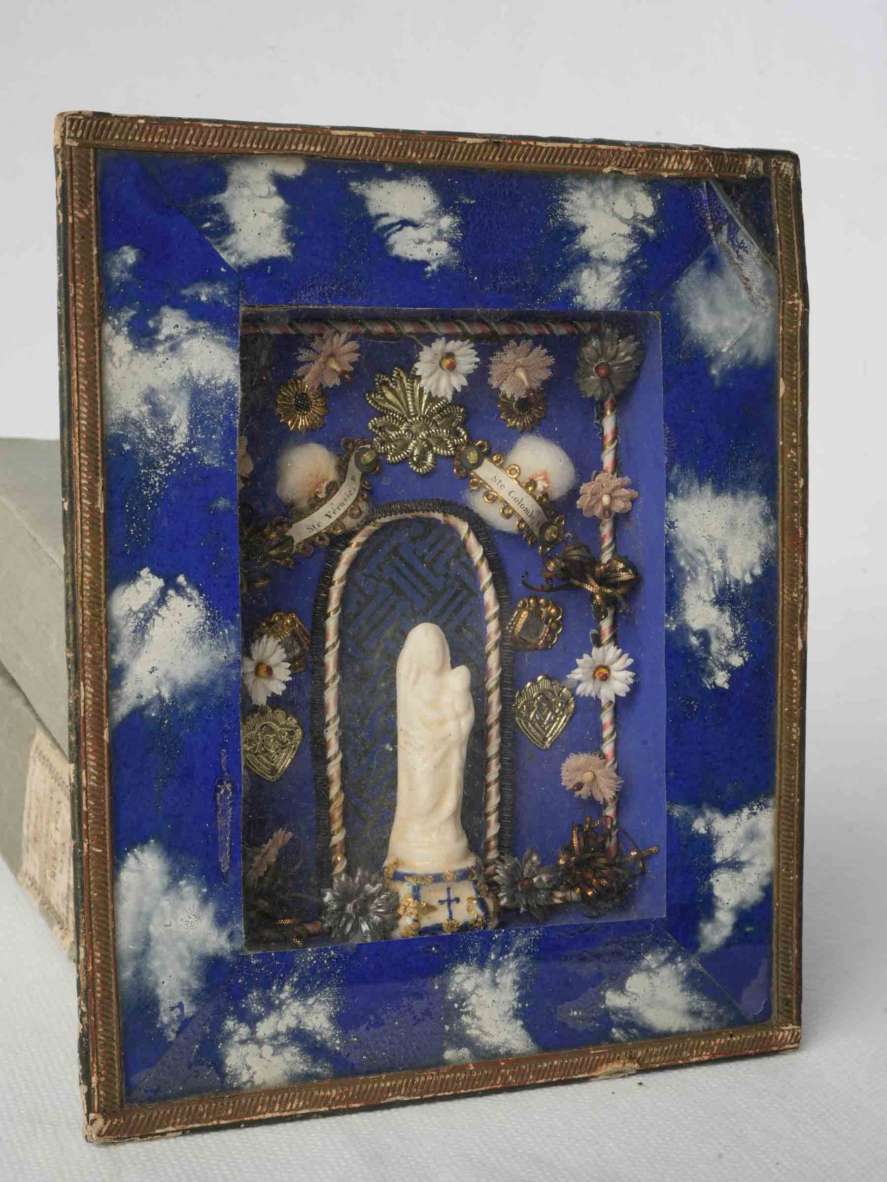 Vibrant blue religious icon  