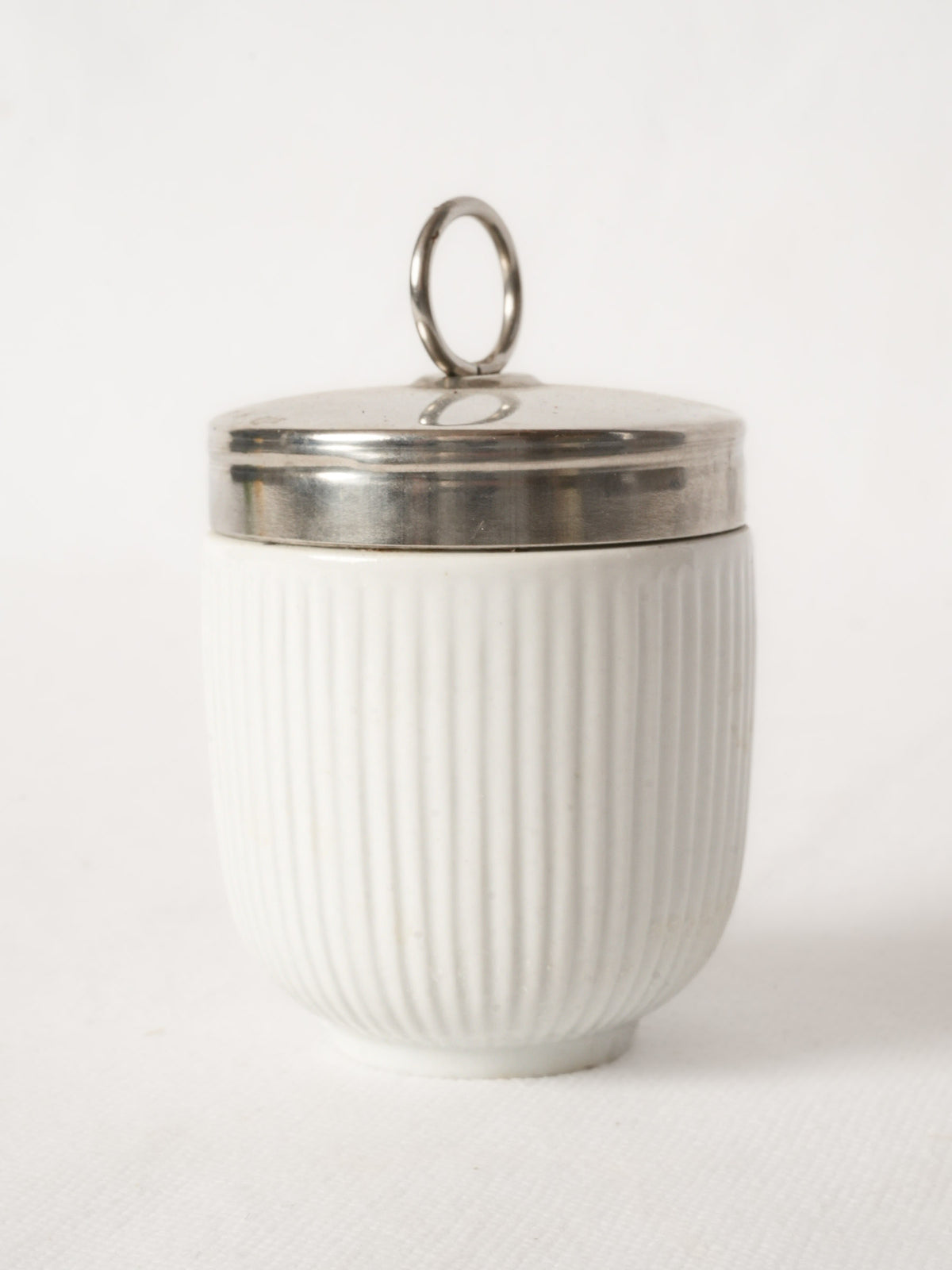 Vintage Porcelain Egg Coddler with Metal Lid