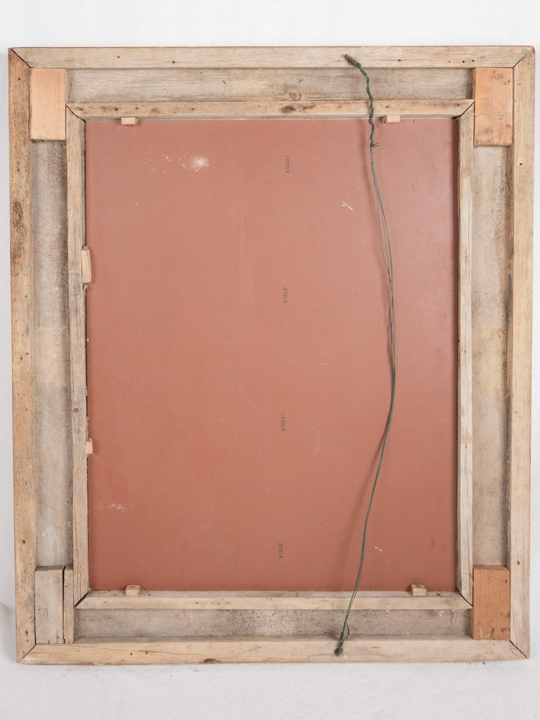 1940s rectangular French mirror w/ oak frame 45" x 39"