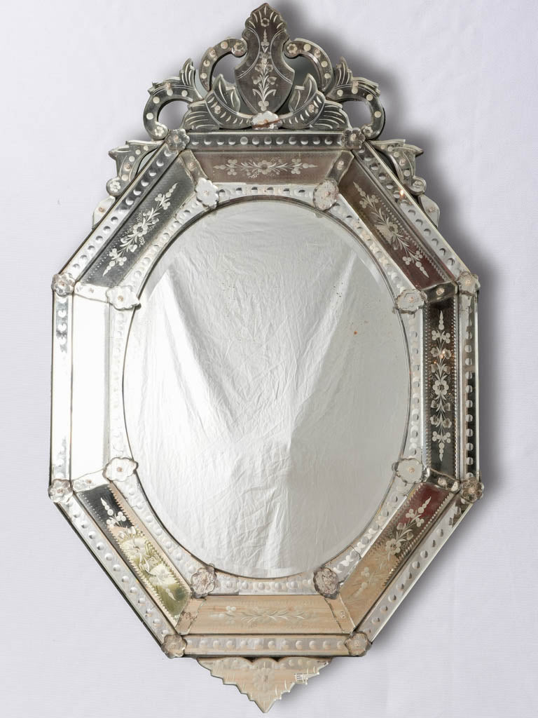Antique Venetian crested glass mirror