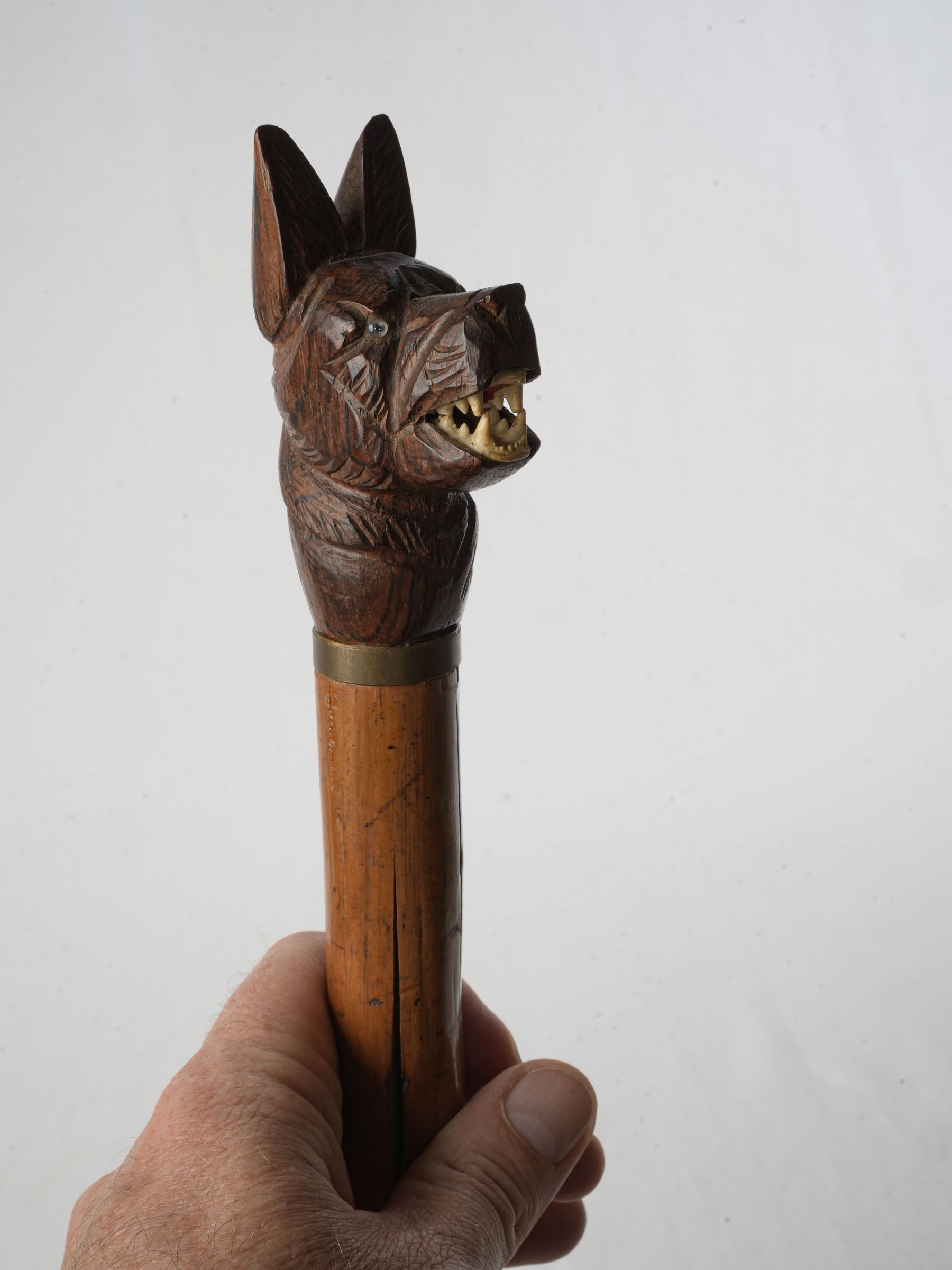 Antique finely-carved wooden cane  