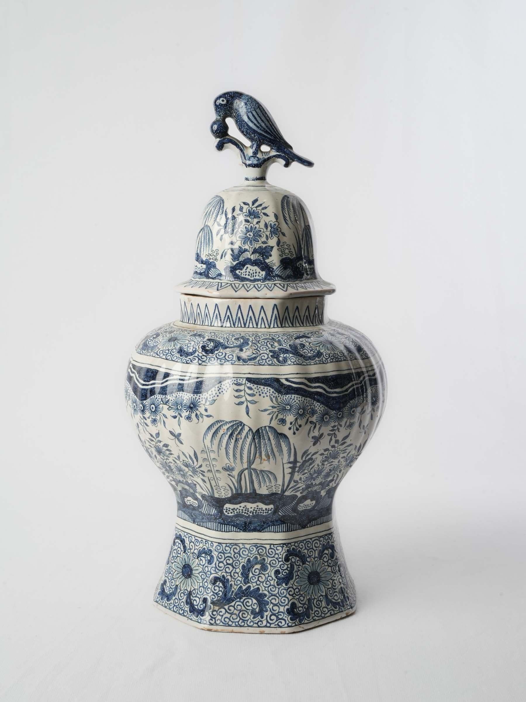 Detailed monochrome faience pottery
