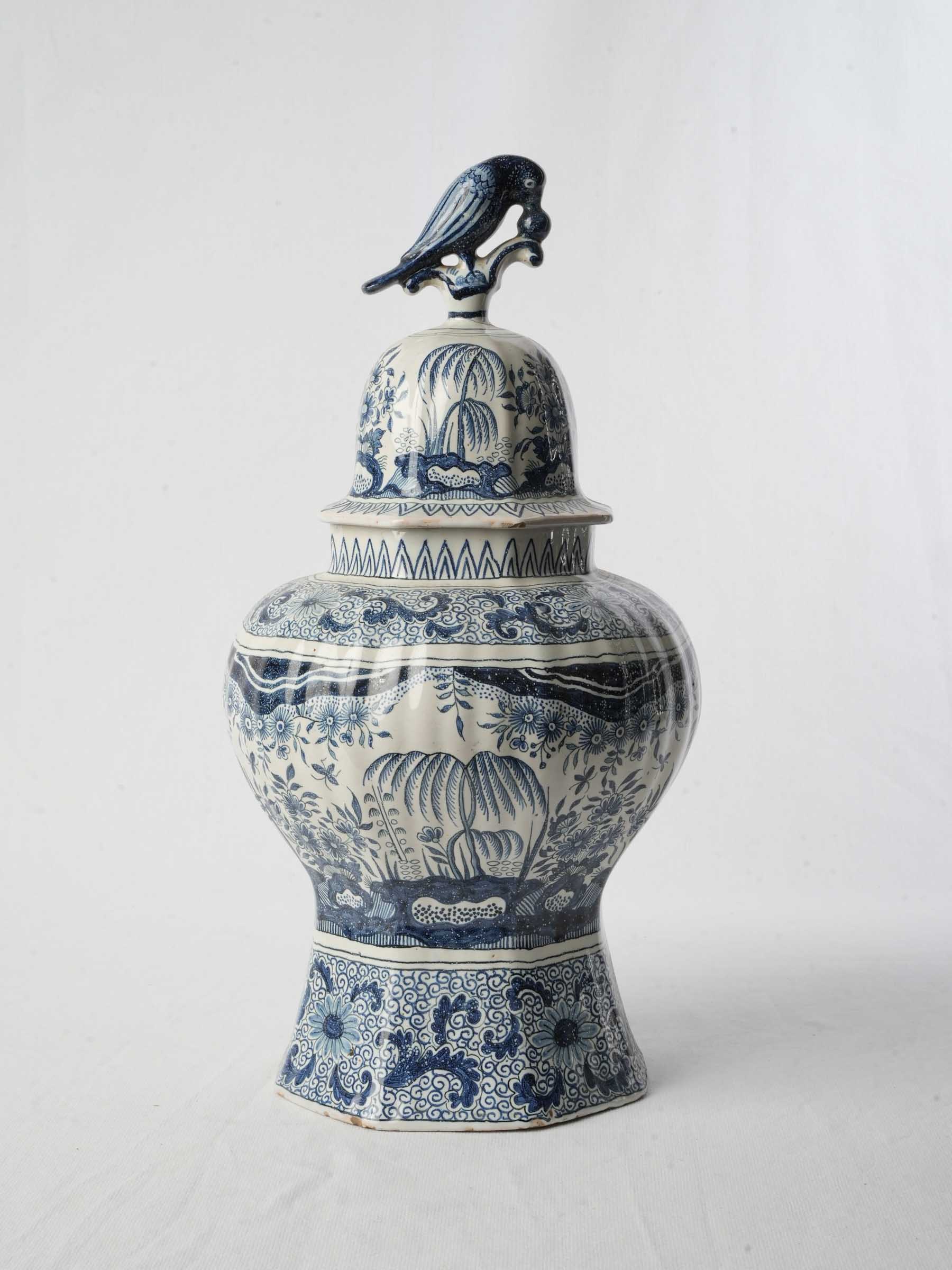 Elegant blue-and-white Delft vase