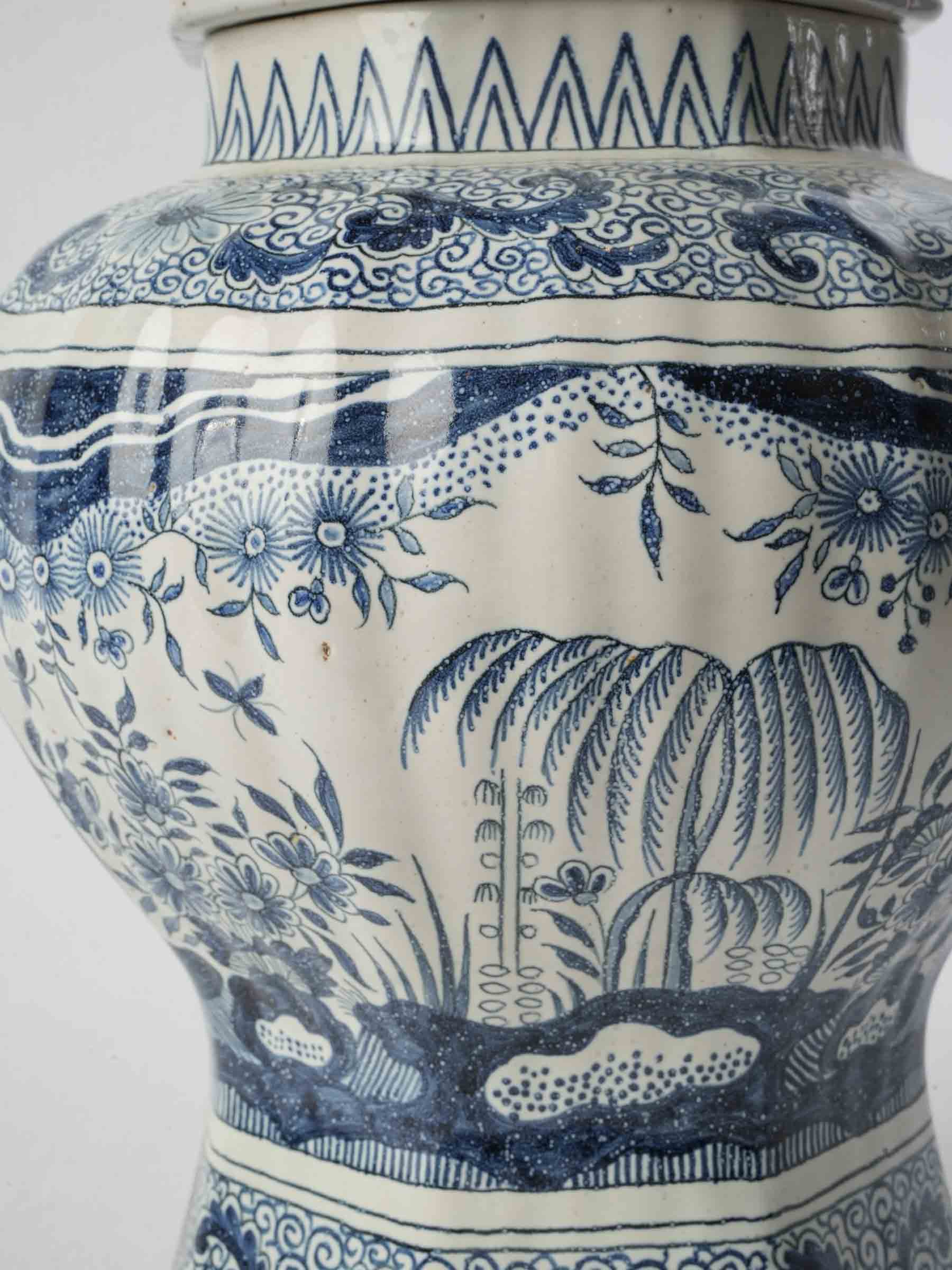 Sculptural intricate friezes Delftware