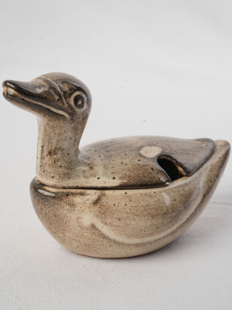 Vintage stoneware duck mustard pot