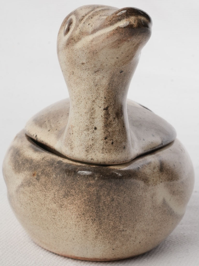 Rustic charming stoneware duck pot