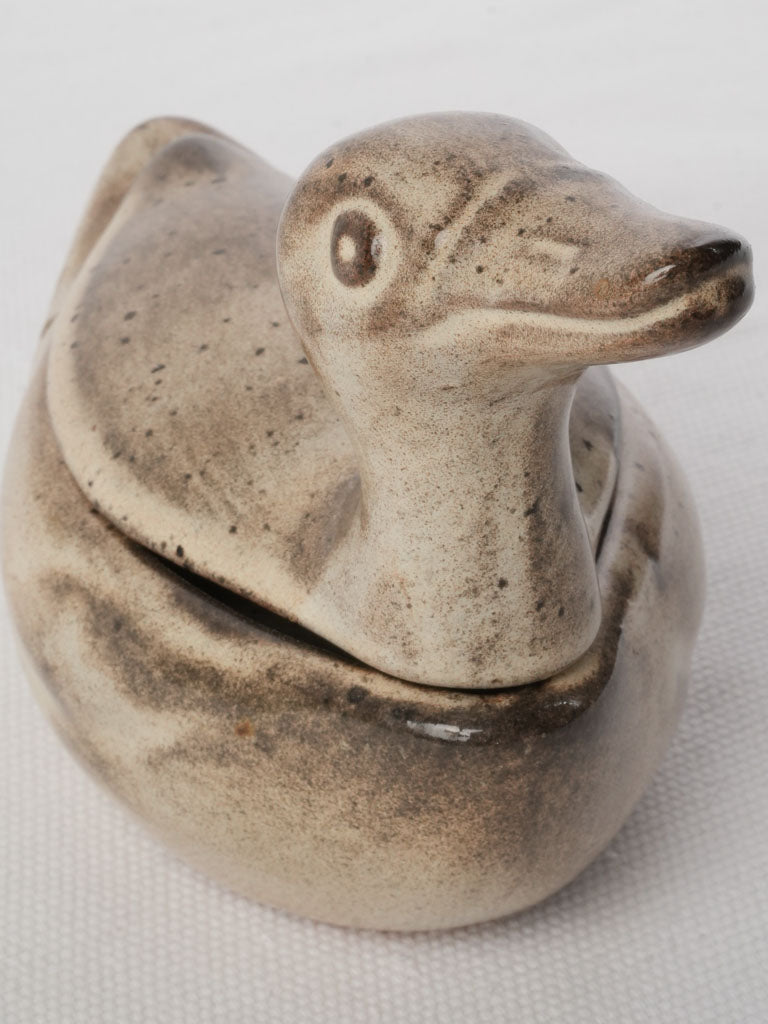 Whimsical vintage mustard duck vessel