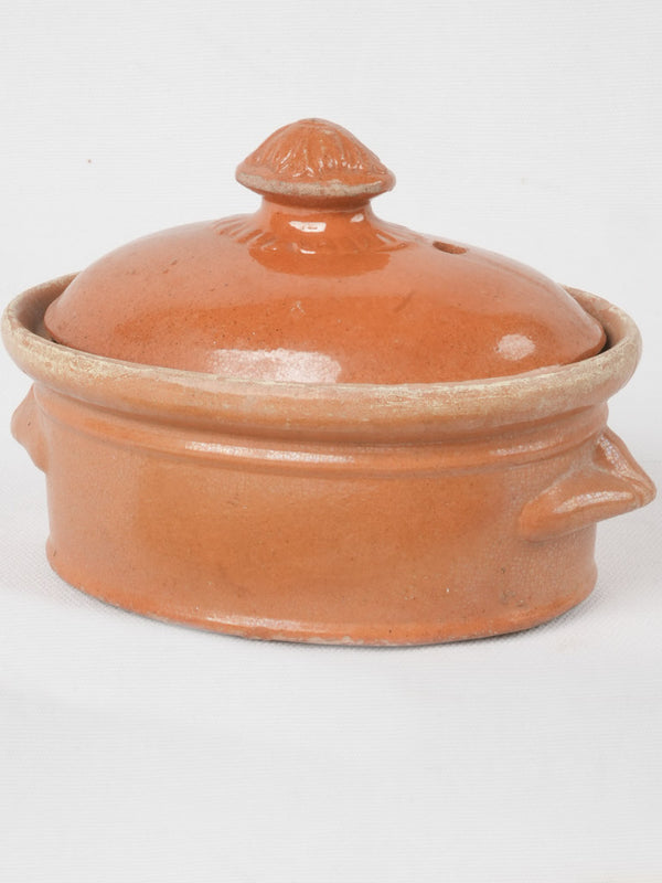 Vintage French ocher-glazed small tureen