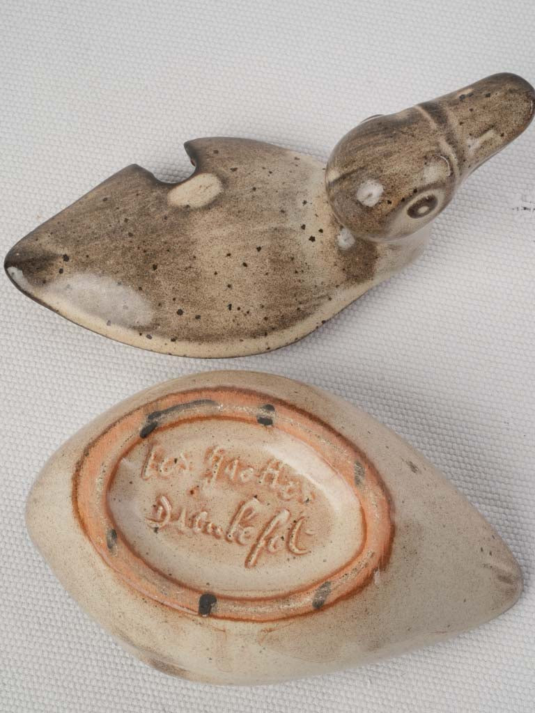 Quaint hand-painted duck mustard pot