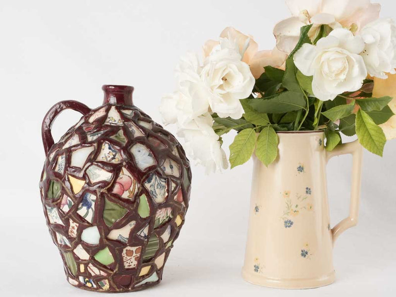 Handmade mosaic 'picassiette' pot 9½"