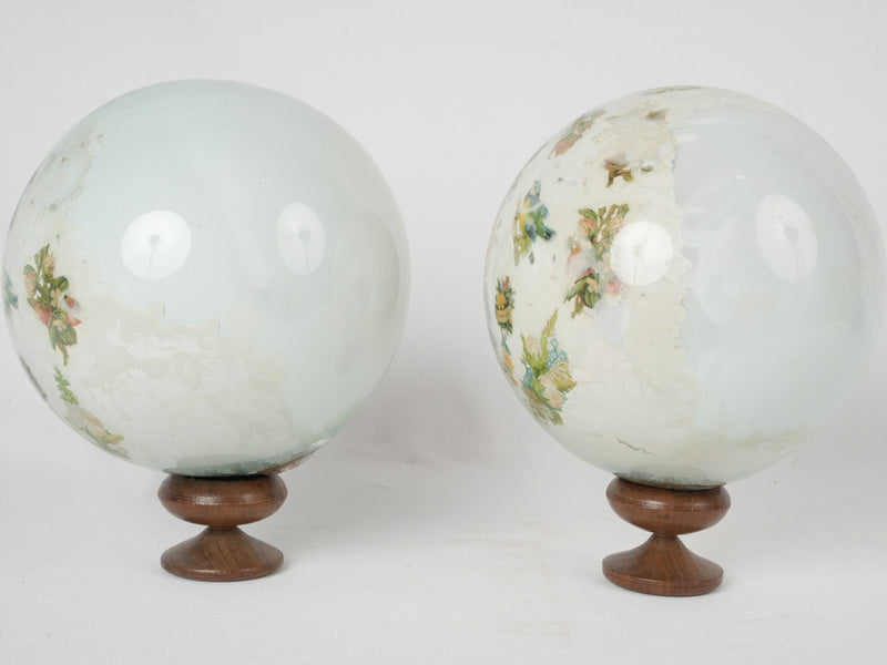Intricately engraved blown glass spheres