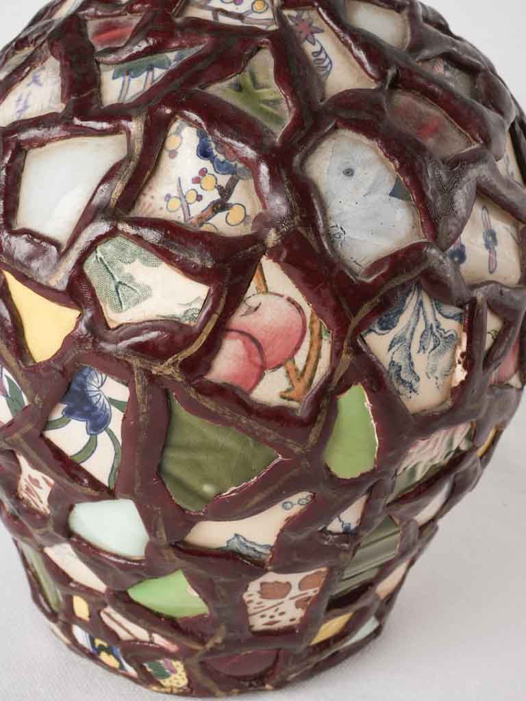 Mid-century picassiette design ceramic pitcher