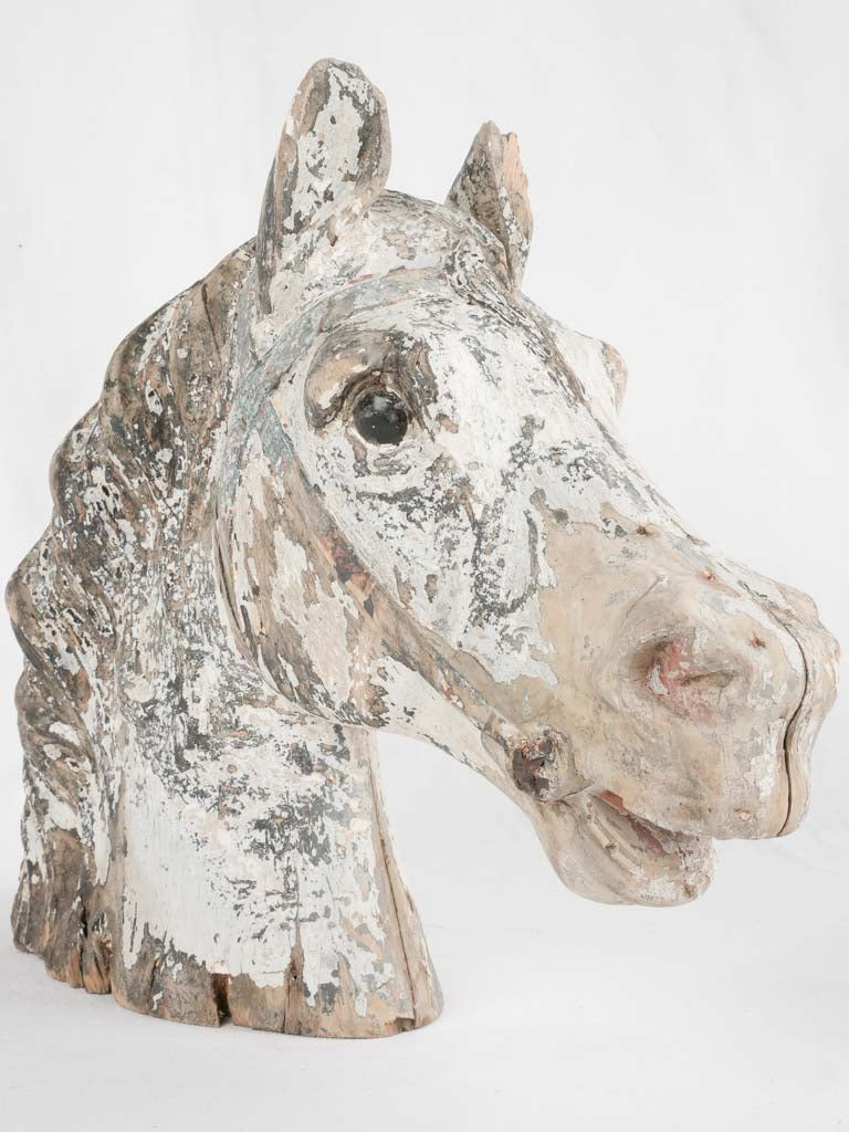 Antique French horse head sculpture - wooden 12½"