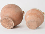 2 antique French water pitchers / cruches - tricolor 11½"