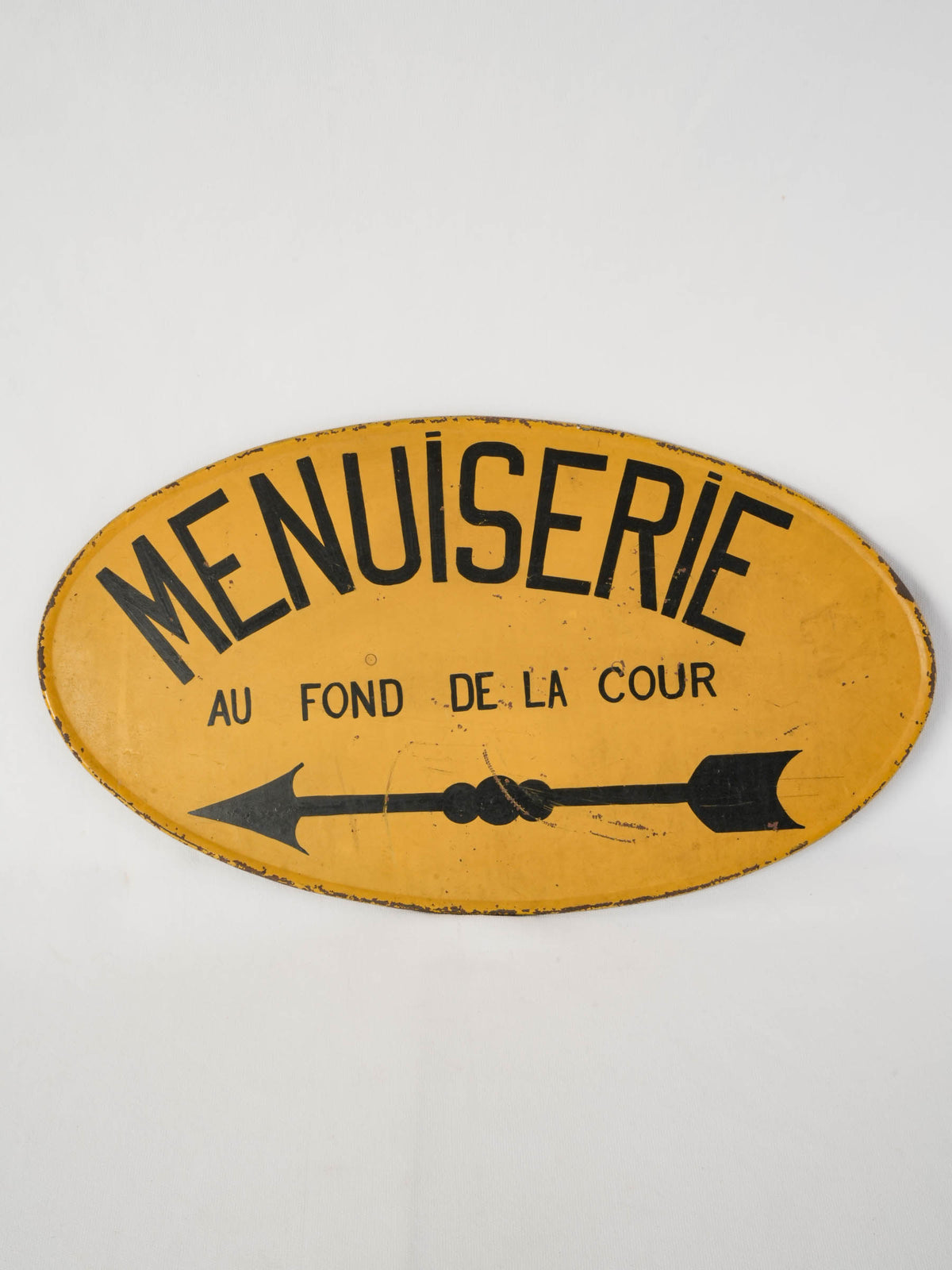 Vintage French Enamel Menuiserie Sign 1940s - 12¼" x 22½"