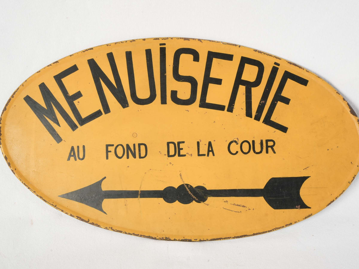 Vintage French Enamel Menuiserie Sign 1940s - 12¼" x 22½"