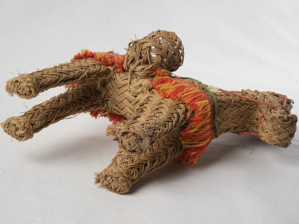 Textured straw donkey with panniers