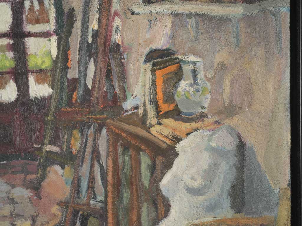 Nostalgic artist's atelier oil painting