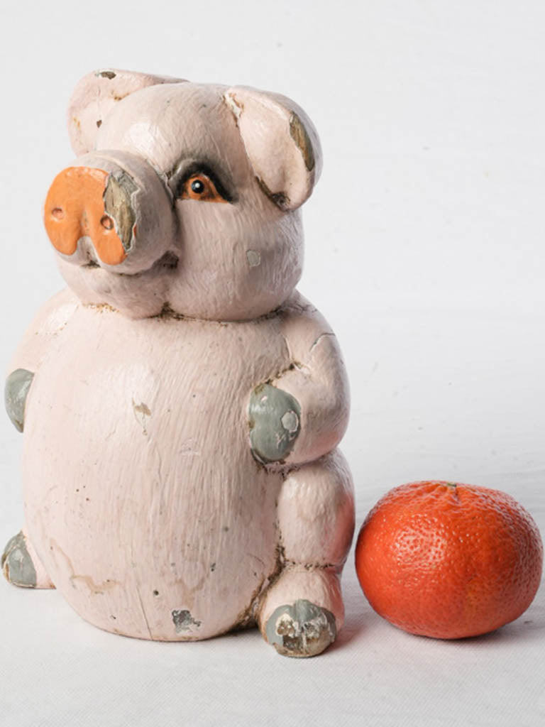 Petite rustic folky pig figure