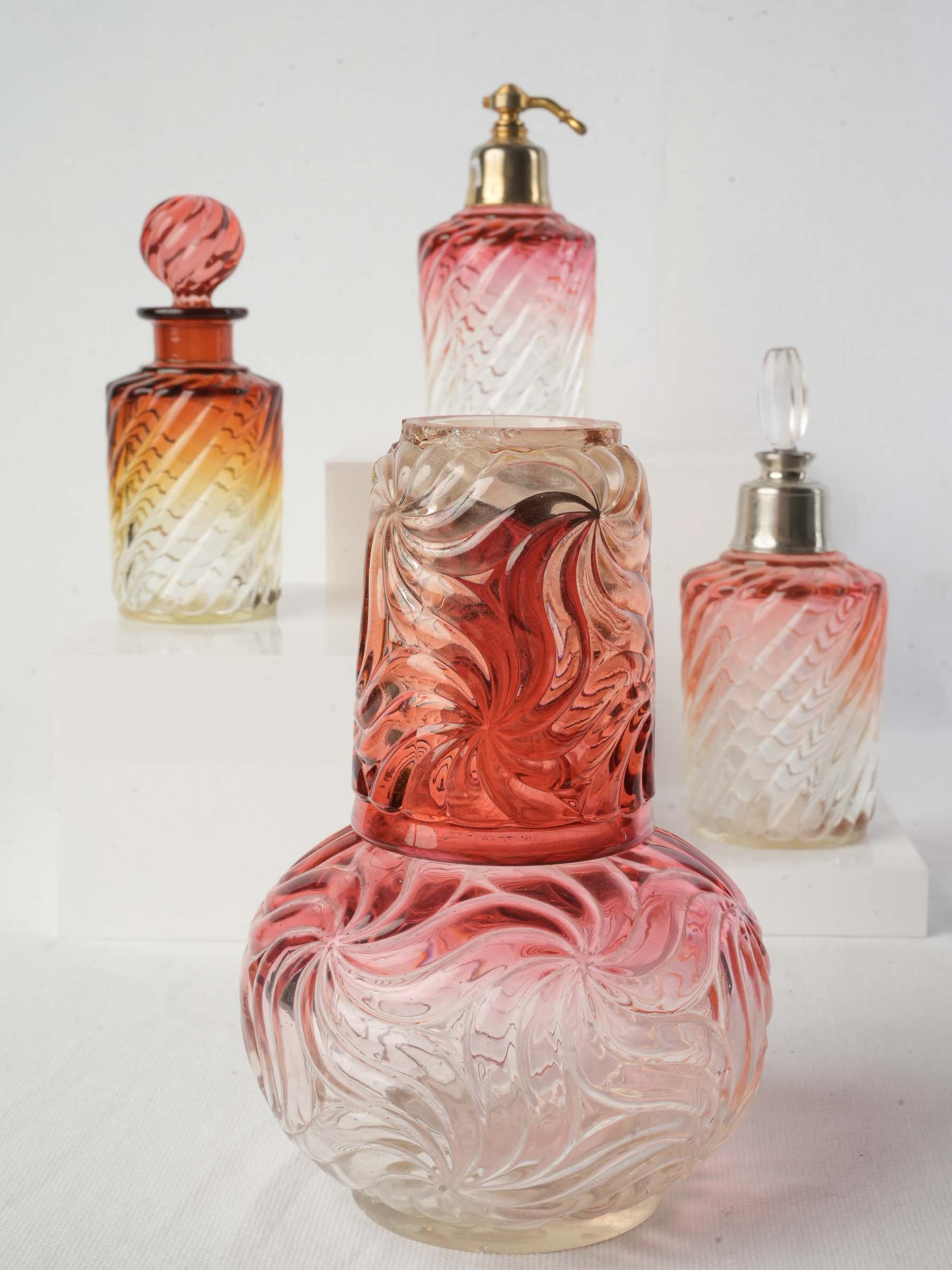 Delicate pink-hued vanity pieces  