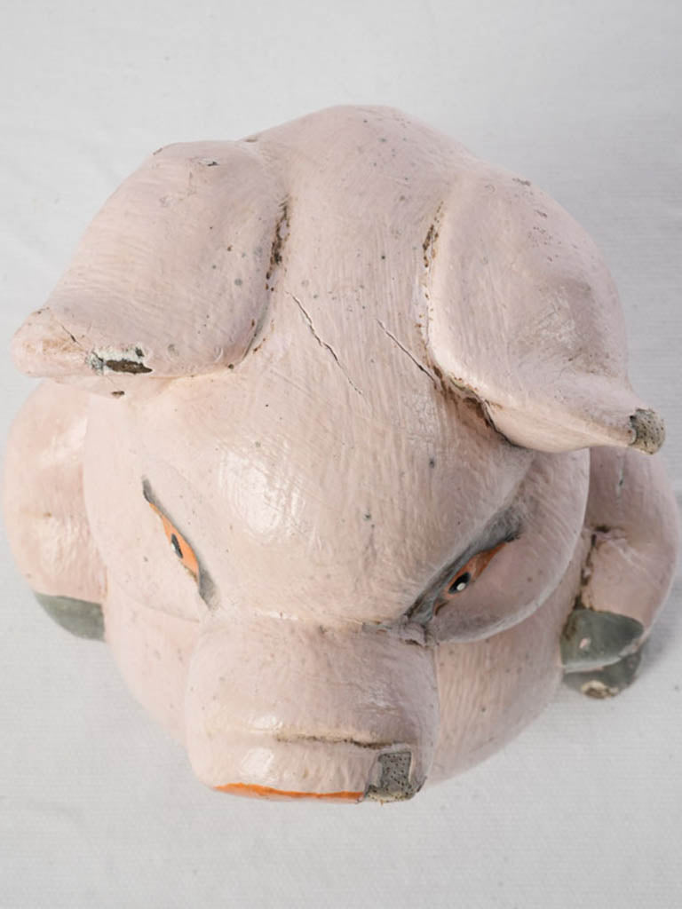 Slate gray hooved wooden piglet