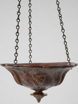 Antique French terracotta hanging flower pot - dark brown 5"