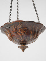 Antique French terracotta hanging flower pot - dark brown 5"