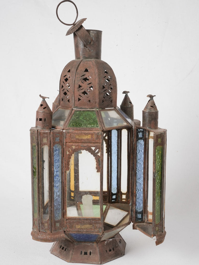 Bohemian colorful glass Moroccan lantern