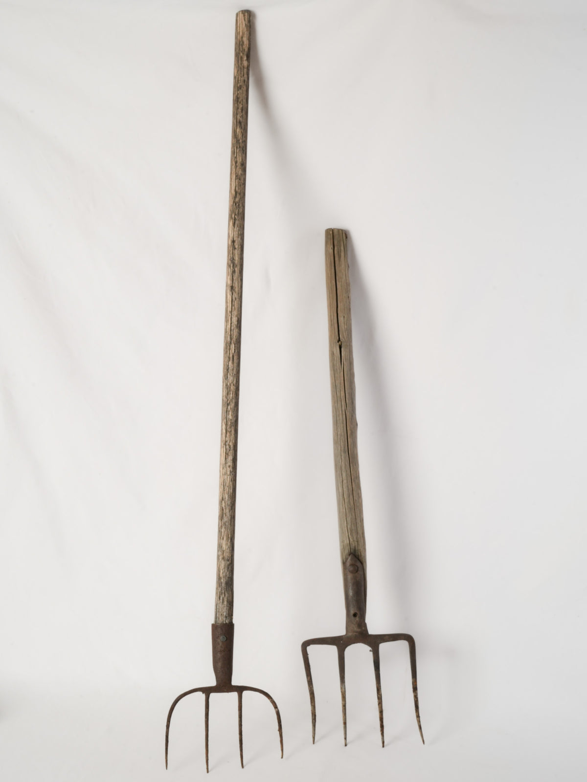 Pair of Antique French Hand-Forged Pitchforks