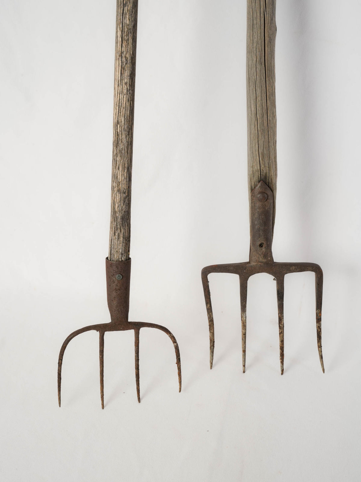 Pair of Antique French Hand-Forged Pitchforks