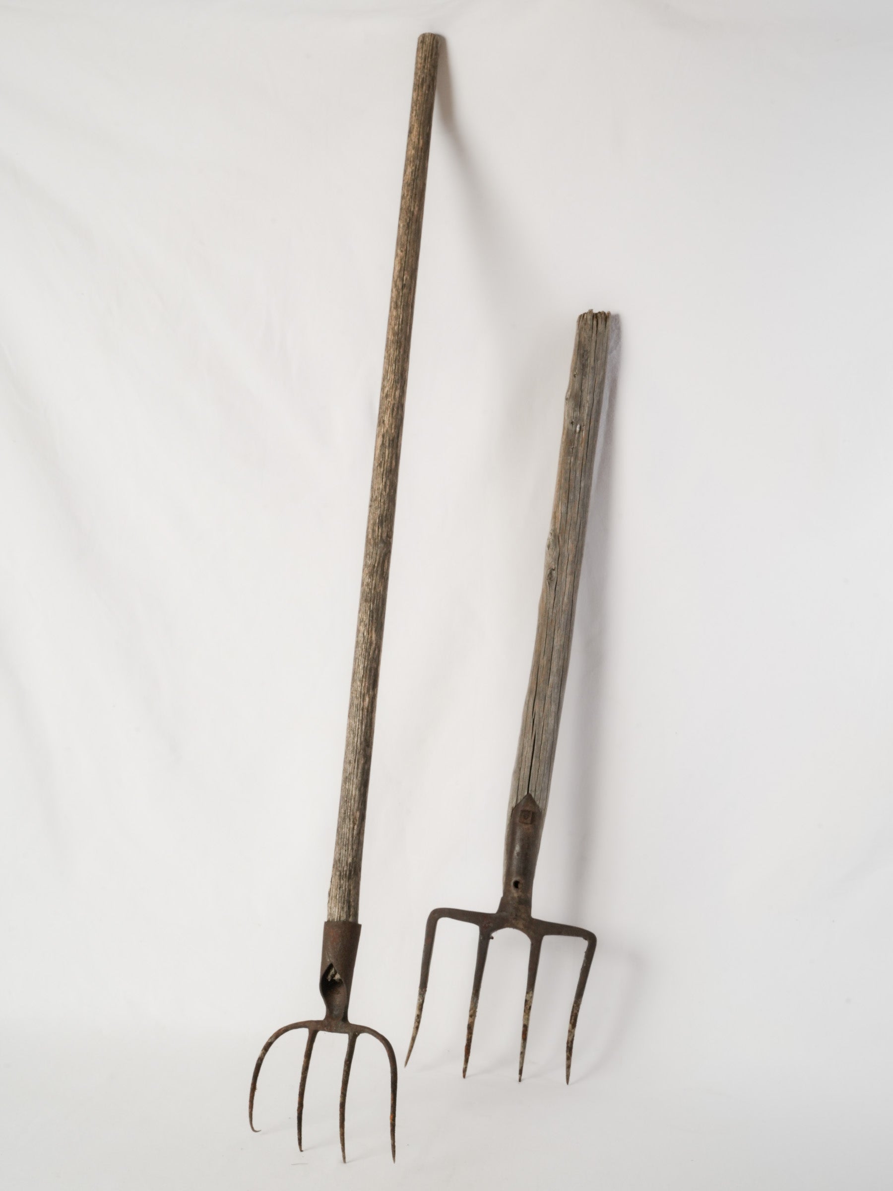 Pair of Antique French Hand-Forged Pitchforks