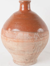 Antique terracotta bottle w/ half brown glaze 11¾"