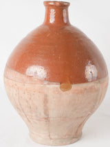 Antique terracotta bottle w/ half brown glaze 11¾"