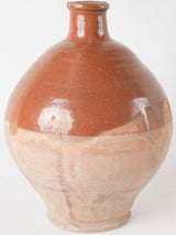 Antique terracotta bottle w/ half brown glaze 11¾"