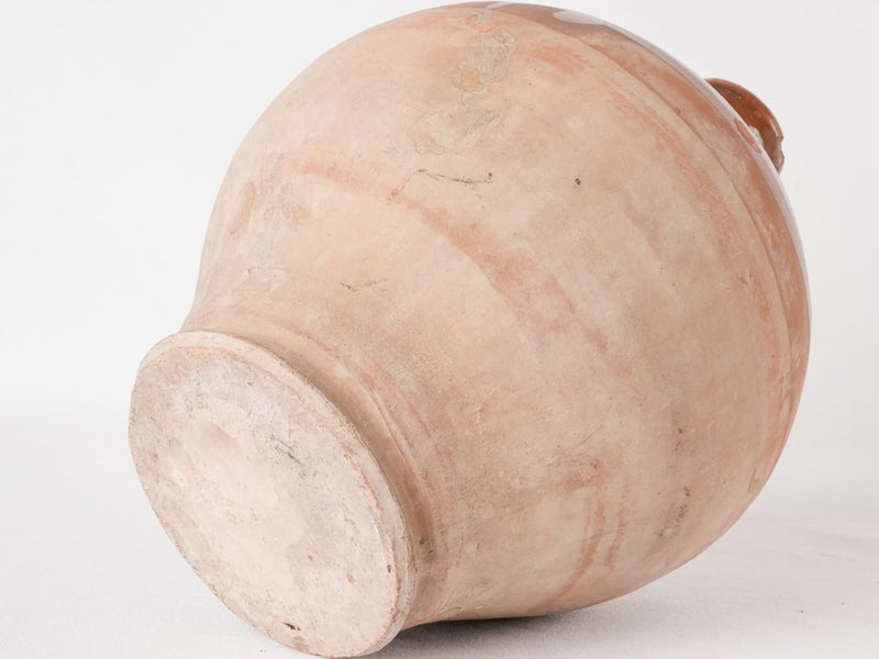 Antique terracotta bottle w/ half brown glaze 11¾"