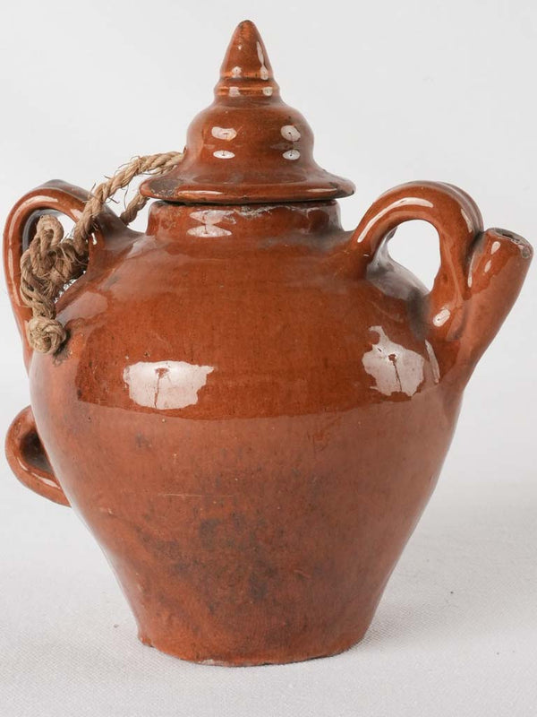 Antique glazed French brown pitcher