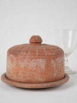 Antique French terracotta butter bell w/art deco motifs 5½"