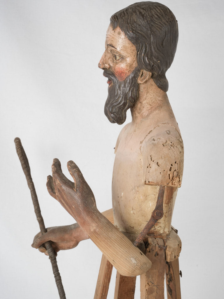 Historical Italian Capipote wood statue