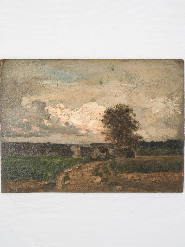 Nostalgic rustic oil landscape painting  