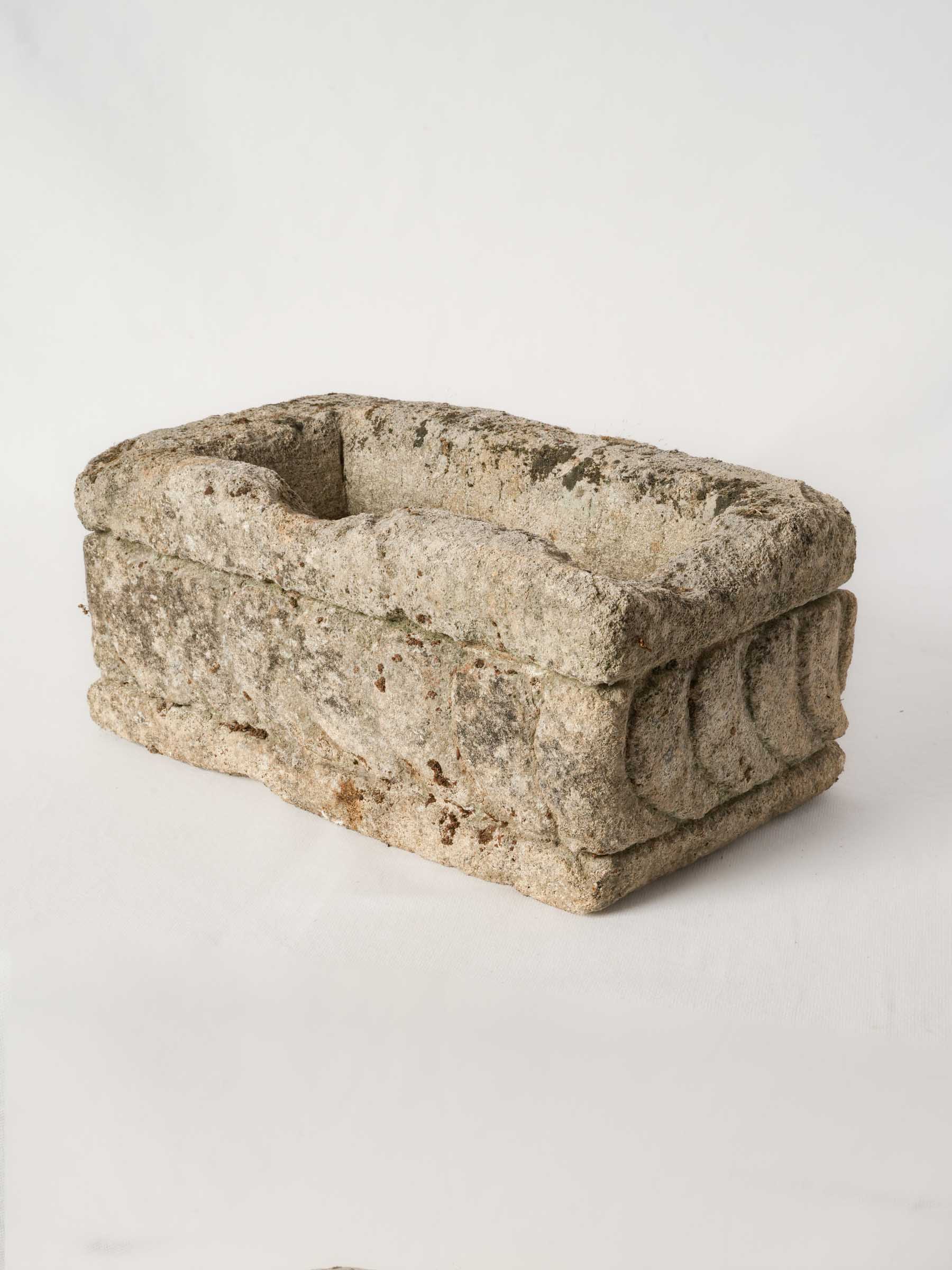 Provençal Limestone Planter w/ Carved Scroll Motif 16½"