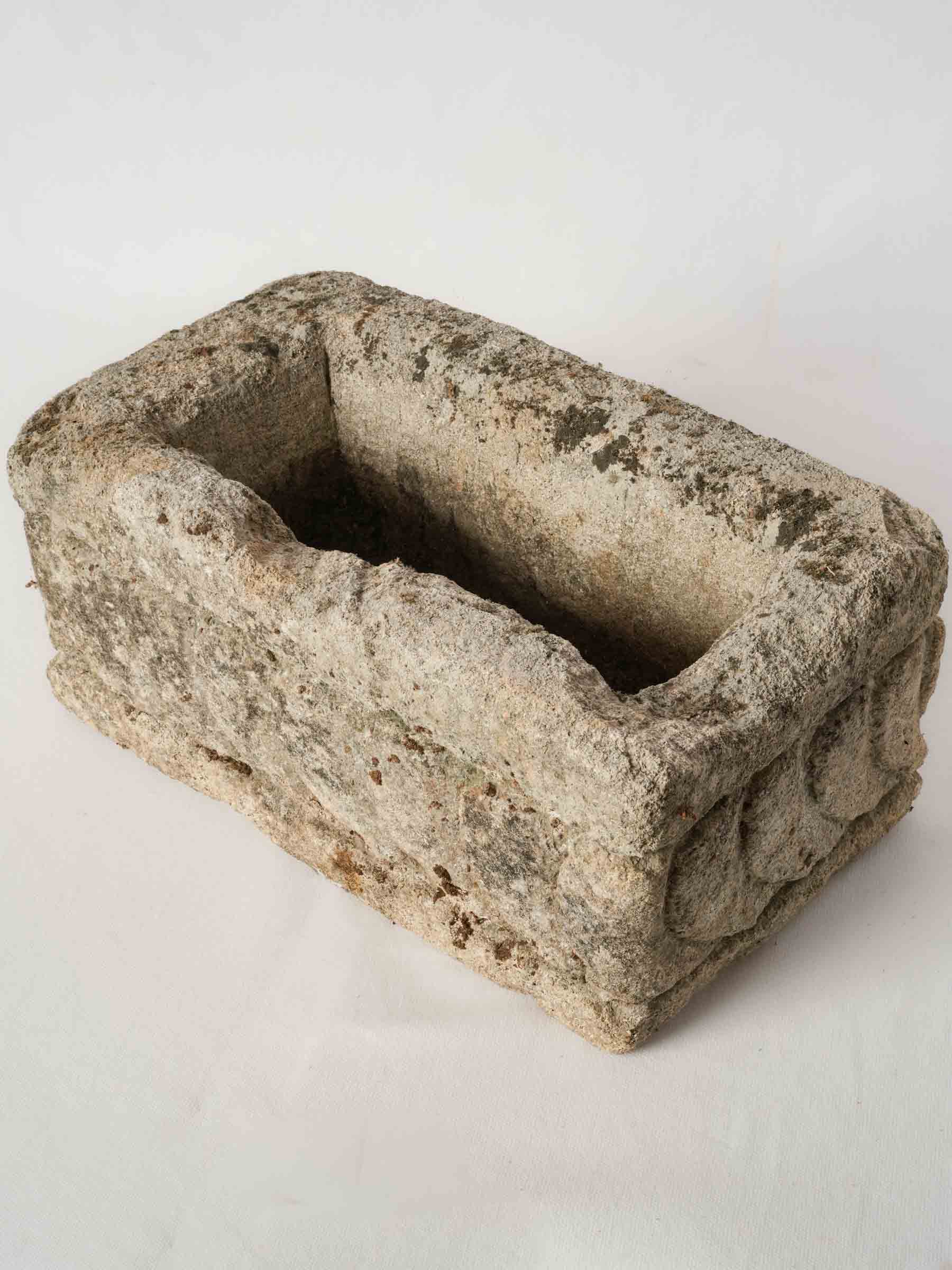 Provençal Limestone Planter w/ Carved Scroll Motif 16½"